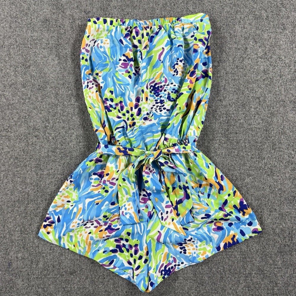 Lilly Pulitzer Romper Womens XS Sleeveless Tropical Tie Waist